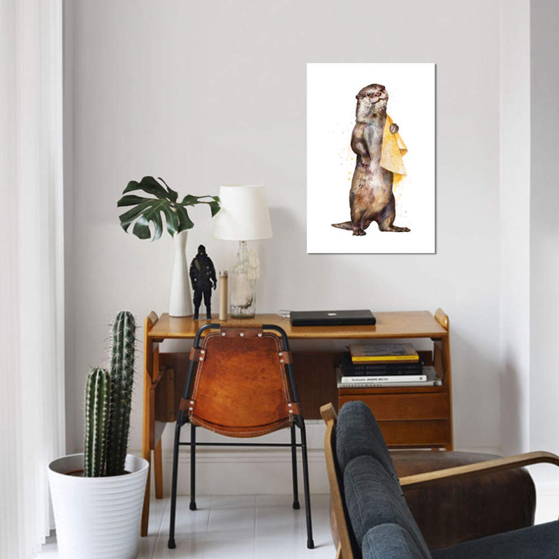 «Otter», reproduction d'impression sur toile, H 12 po x l 8 po x P 0,75 po, Toile tendue, Pas de tapis