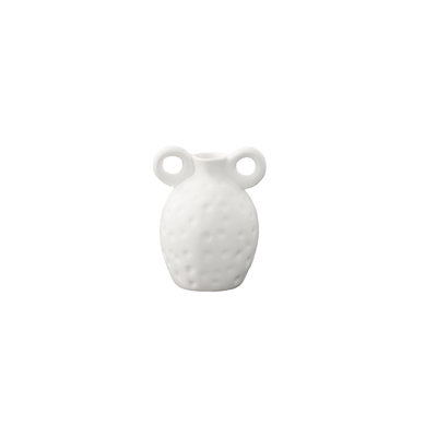 Vase en céramique rond Pelike blanc mat