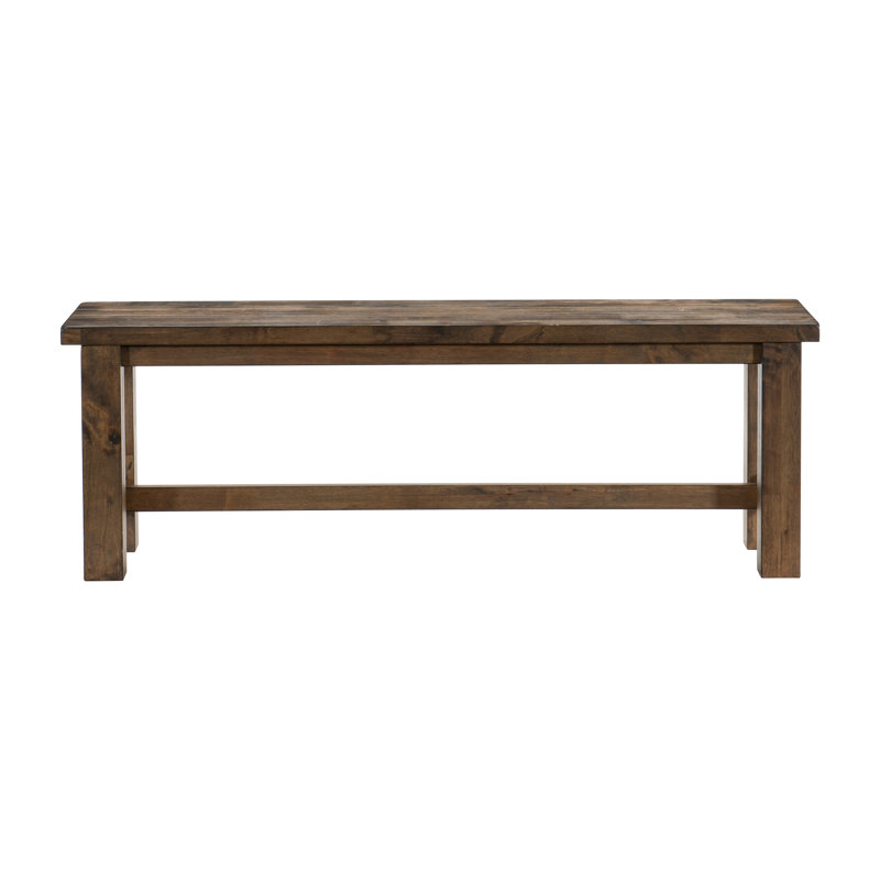 Banc de salle à manger classique en bois d'hévéa massif brun bruni