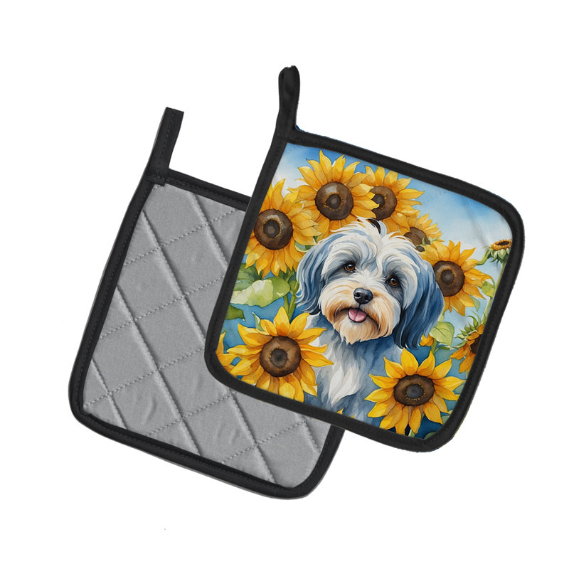 Caroline's Treasures In Sunflowers Floral Polyester Potholder Set