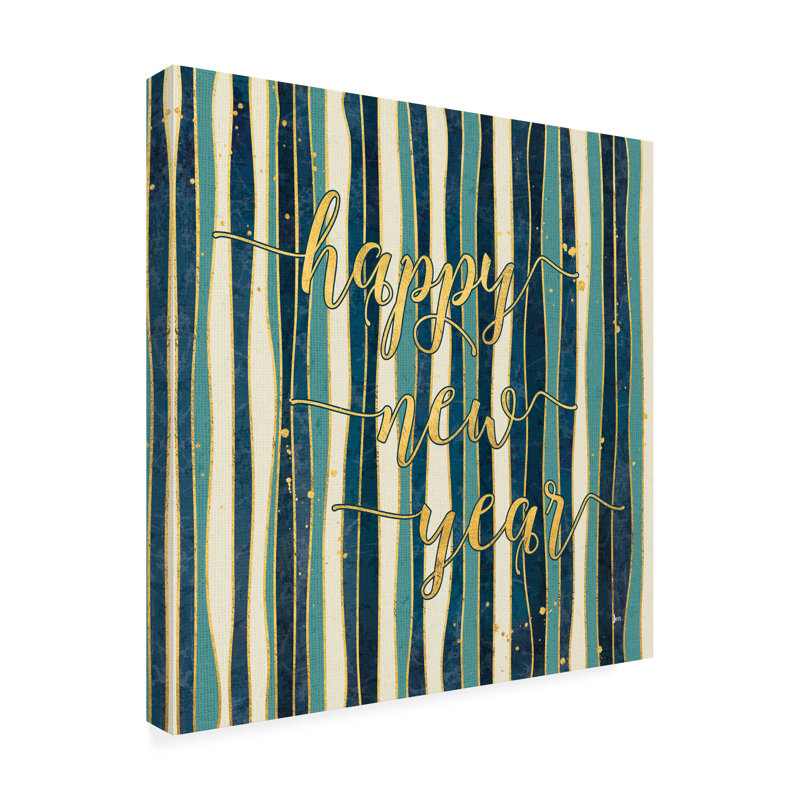 Jess Aiken Coastal Lace Happy New Year Stripes Canvas Art
