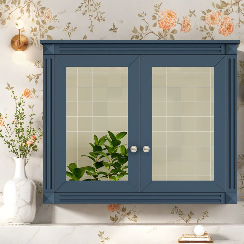 Armoire à pharmacie avec rangement, armoire de salle de bain moderne en bois 36 x 28