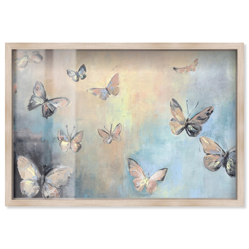 Décoration murale ferme texturée «Butterflies I» par Art Remedy, H 21 po x l 31 po, Crème, crème