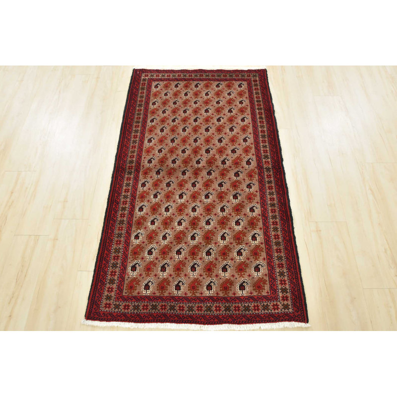 Tapis unique en laine 3 pi 1 po x 5 pi 5 po brun Folakemi