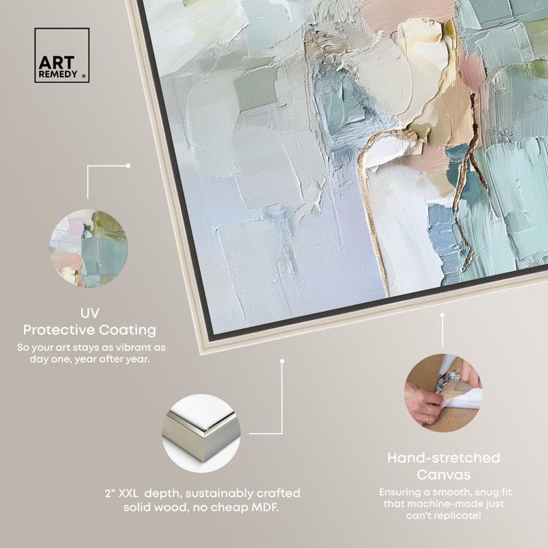 Jade Sweep I Canvas Minimal Abstracts by Art Remedy, 31" H x 31" W, Floater Framed Print, Gold