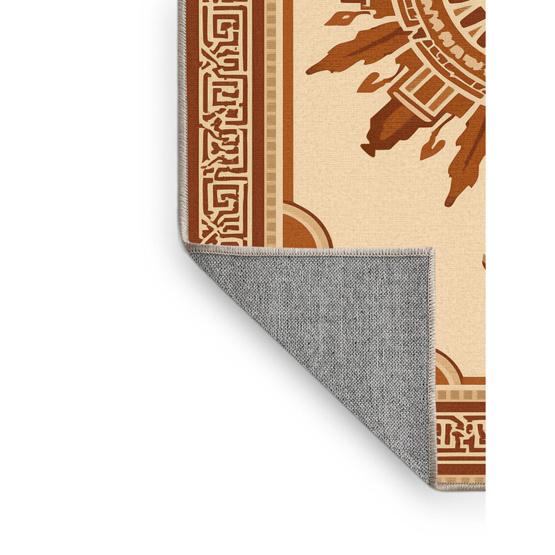 Machine Washable Botkins Traditional Oriental Rug in Beige – Beige Binding, 7x10