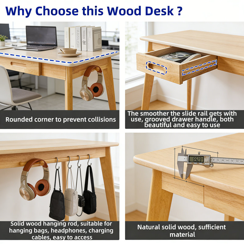Computer Desk, White/Light Brown