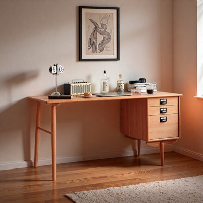 Bureau en bois de cerisier durable à trois tiroirs Exquis