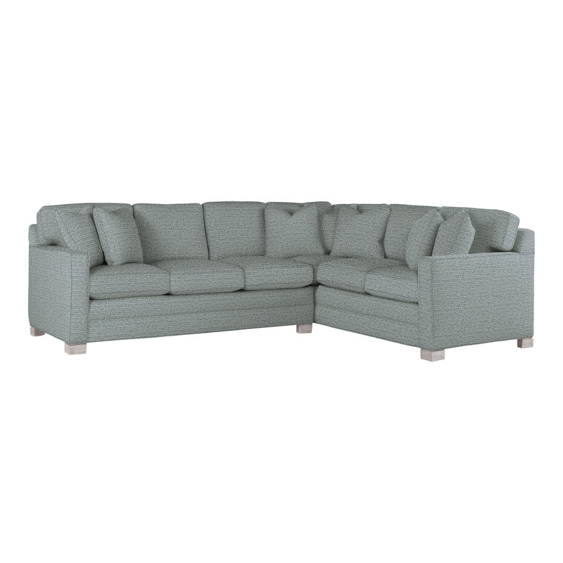 Hillcrest Upholstered L-Shaped Sectional Reversible, Tuck Cobalt, Dove Gray