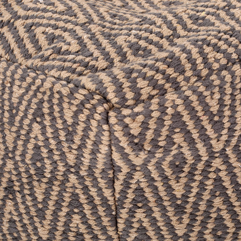 Daisia Upholstered Pouf, Gray/Brown Fabric