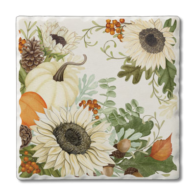 Sunflowers & Pumpkins Single Tumbled Tile Coaster Create Your Own Set