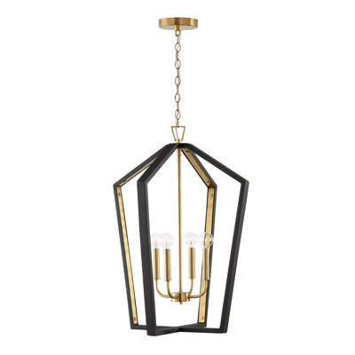 Luminaire suspendu 4 lumières l 20 po x H 27 po en blanc mat et laiton mat fabriqué à partir de bois de manguier fabriqué à la main