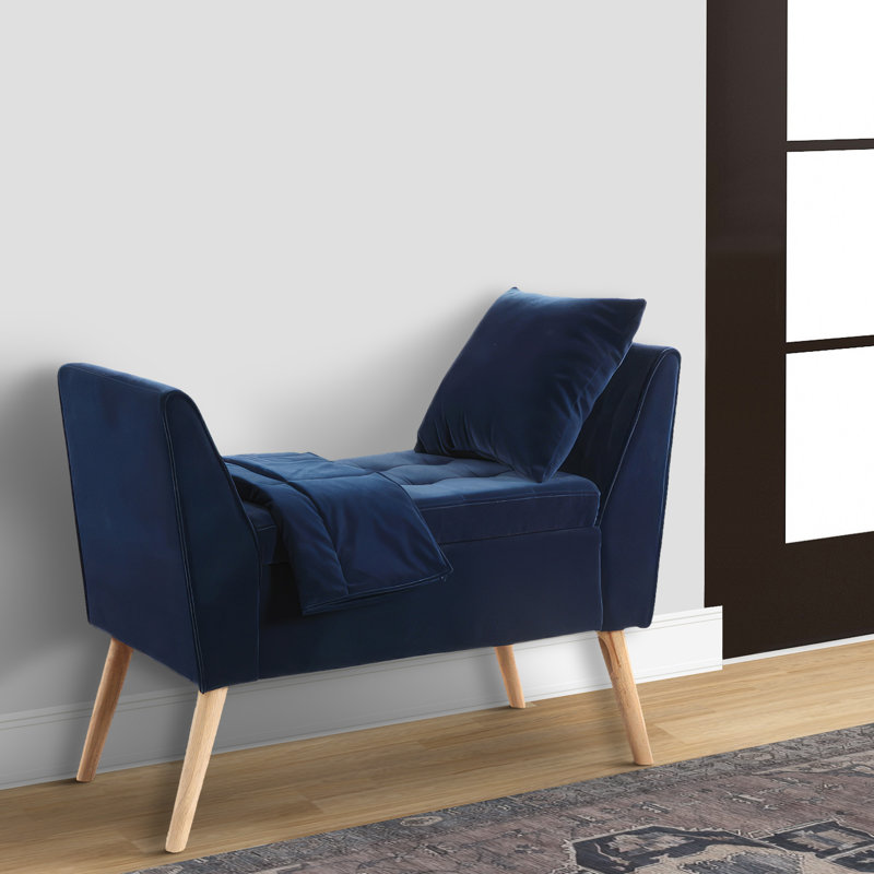 Banc de rangement Rhianna, H 27 po x l 47 po x P 18,5 po, Bleu