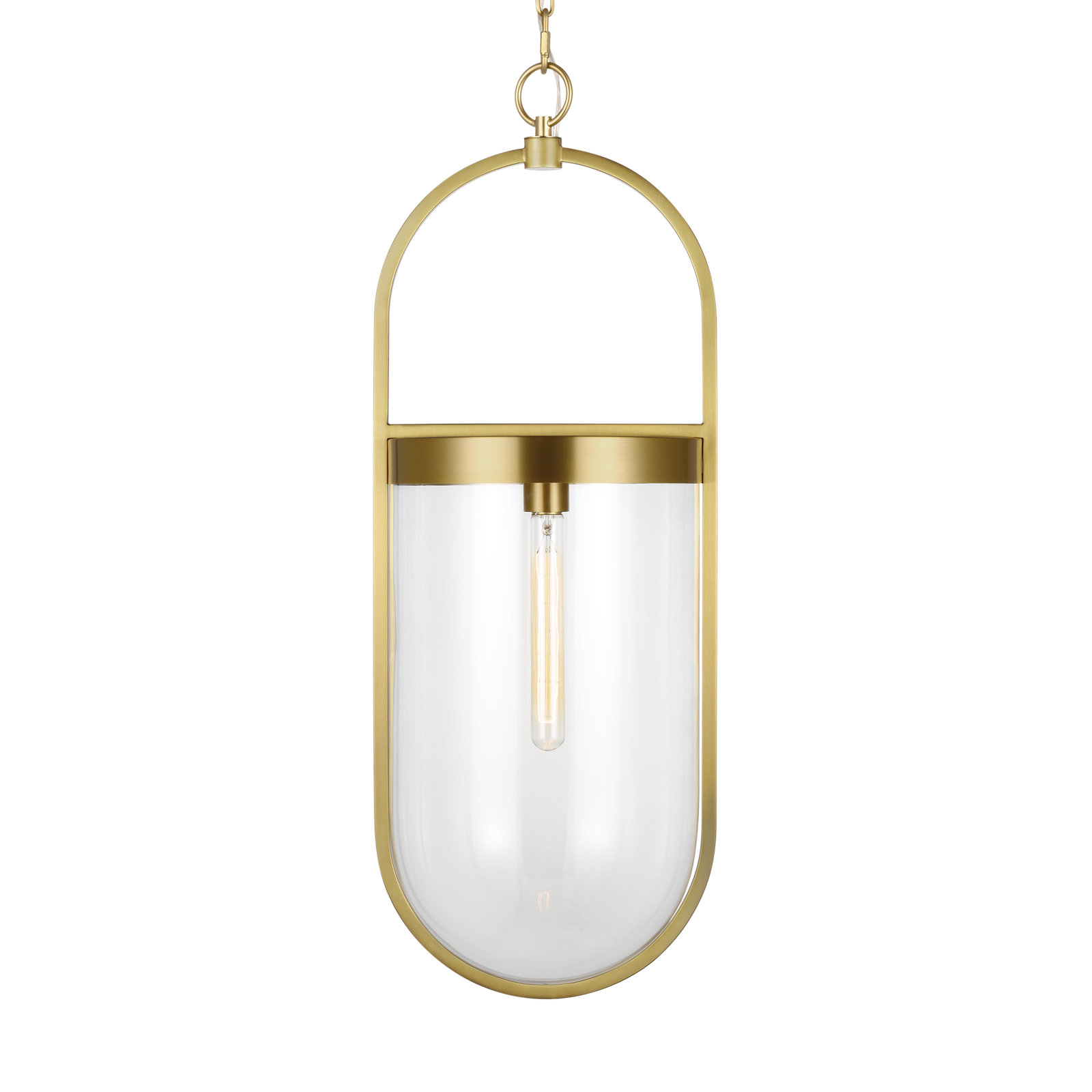 Single Light Glass Dimmable Pendant, 31.125" H x 10.75" W x 11.5" D, Burnished Brass