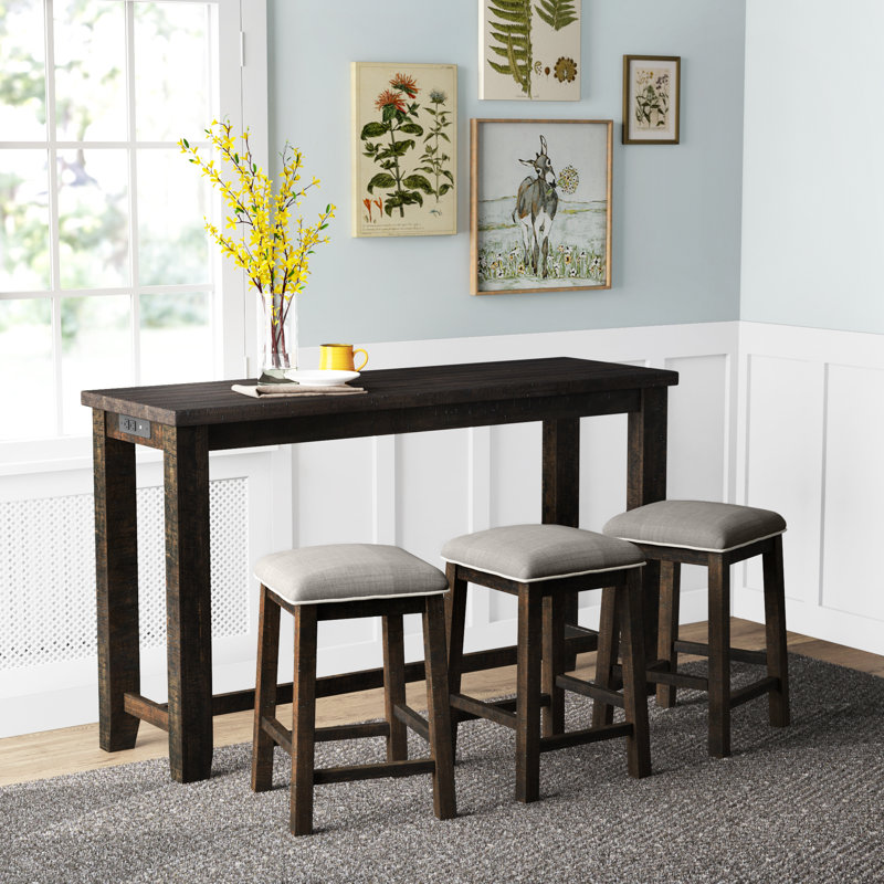 Anaelisa 3 - Person Solid Wood Solid Wood Top Dining Set