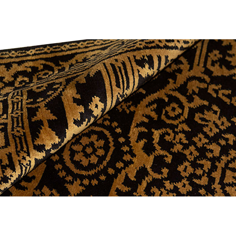 Oriental Hand-Knotted Wool Black/Gold Area Rug