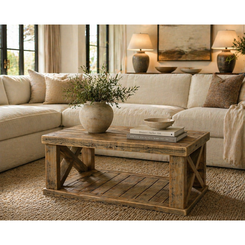 Mercantile 40'' Solid Wood Coffee Table with Shelf