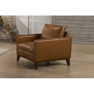 Chaise en cuir Caliah, caramel