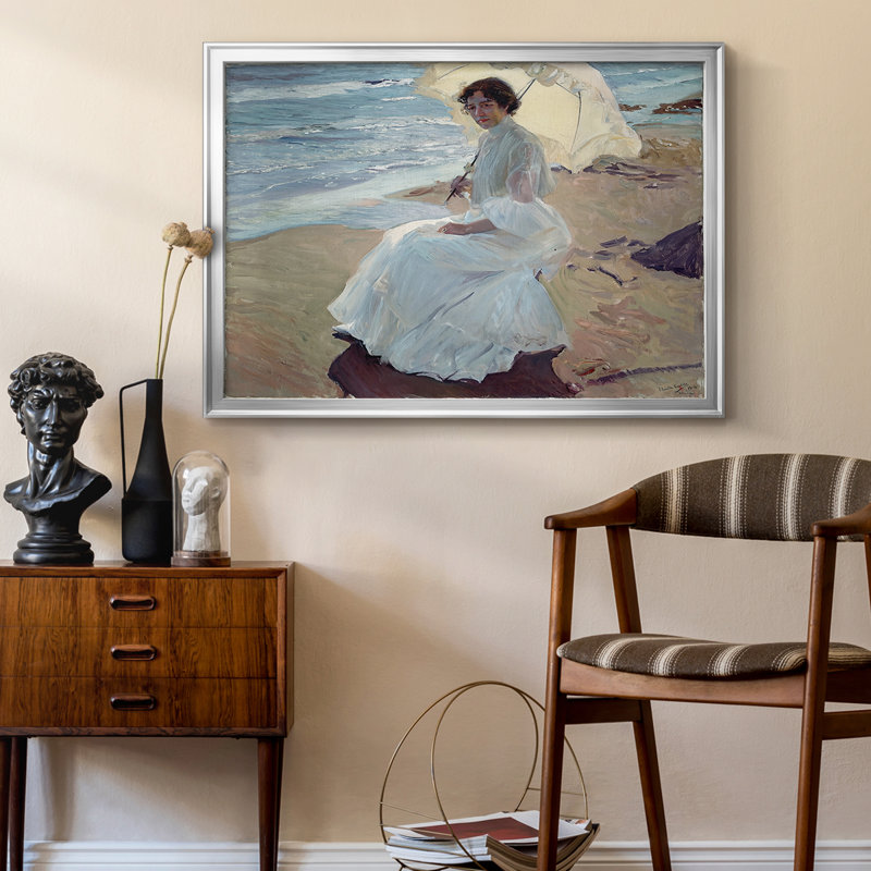Clotilde sur la plage (Clotilde en la playa) - Jooa Sorolla - Toile tendue avec châssis, 1904, 22,5 x 30,5, Toile avec cadre