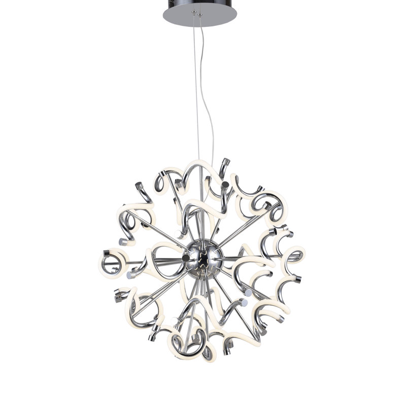 Luminaire suspendu moderne à DEL Spoutnik chromé