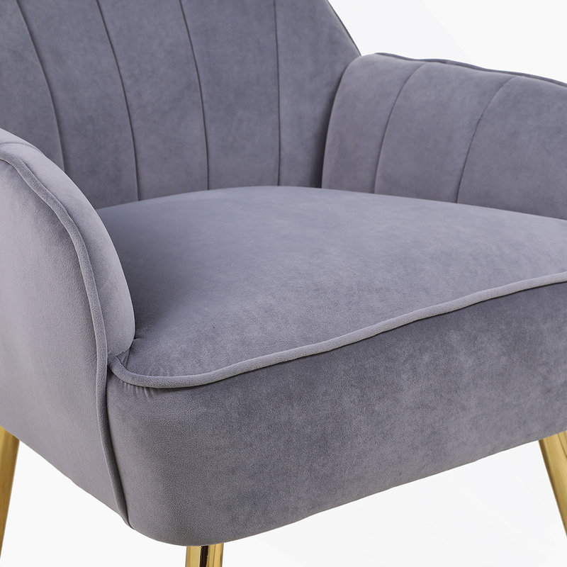 Fauteuil confortable en velours de fabrication robuste pour diverses pièces, Gris