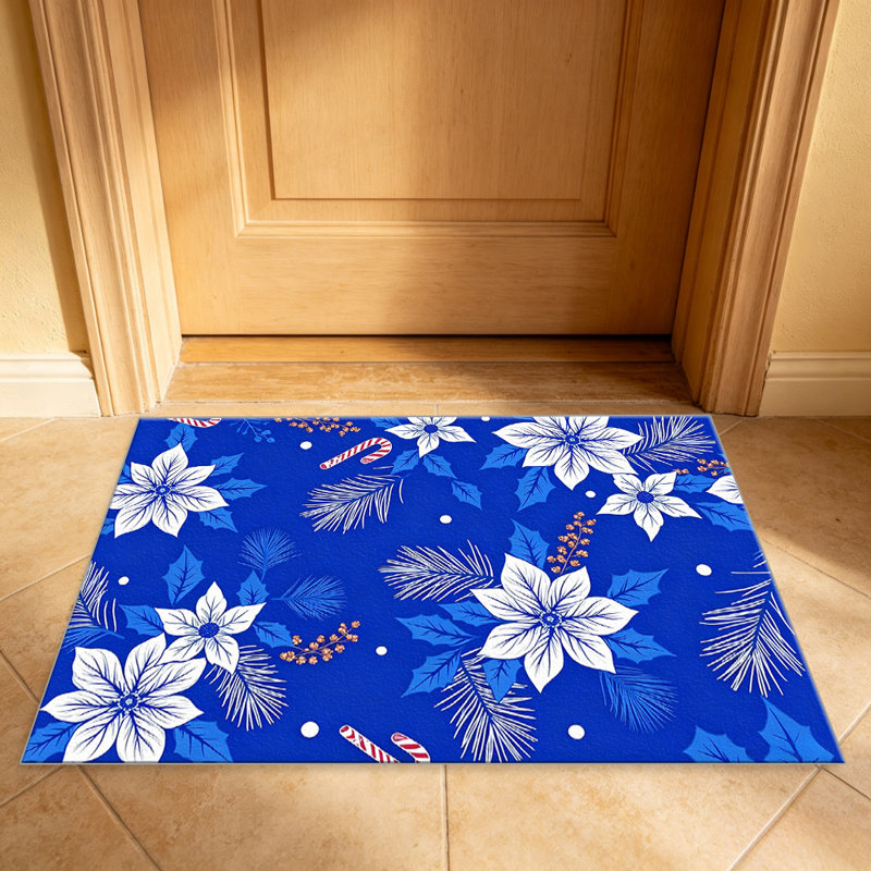 Cobalt Blue Christmas Rug   area rugs for Living Room, Soft and Comfortable, Suitable for all seasons, easy to maintain, machine washable Indoor floor mat, Under Table Farmhouse suitable for Bedroom, Dining Room, Study,  Balcony, Home Decor Patio