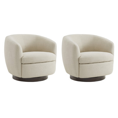 Marcy Linen Swivel Barrel Chair