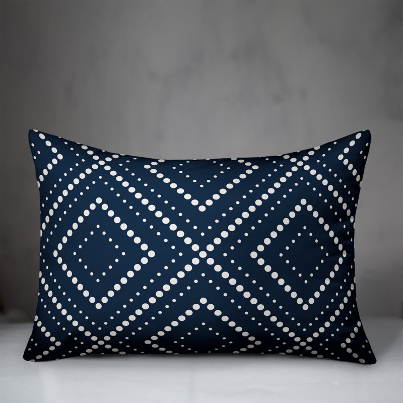  Dotted Diamond Lumbar Pillow, Blue/White