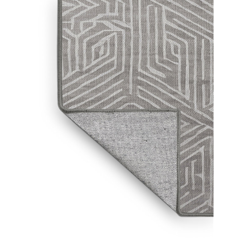 Machine Washable Gray Area Rug, Square 5'