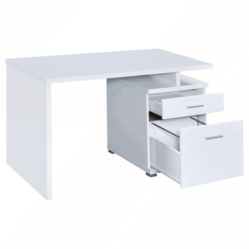 Bureau d'ordinateur à 2 tiroirs Alyun, Blanc