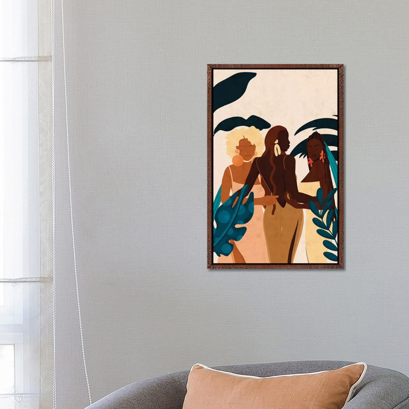 Sisters by Reyna Noriega - Print on Canvas, 101.6 cm H x 66.04 cm W, Brown Framed