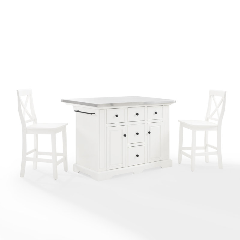 Ensemble d'îlot de cuisine 50 "Diamondback, Acier inoxydable, Blanc