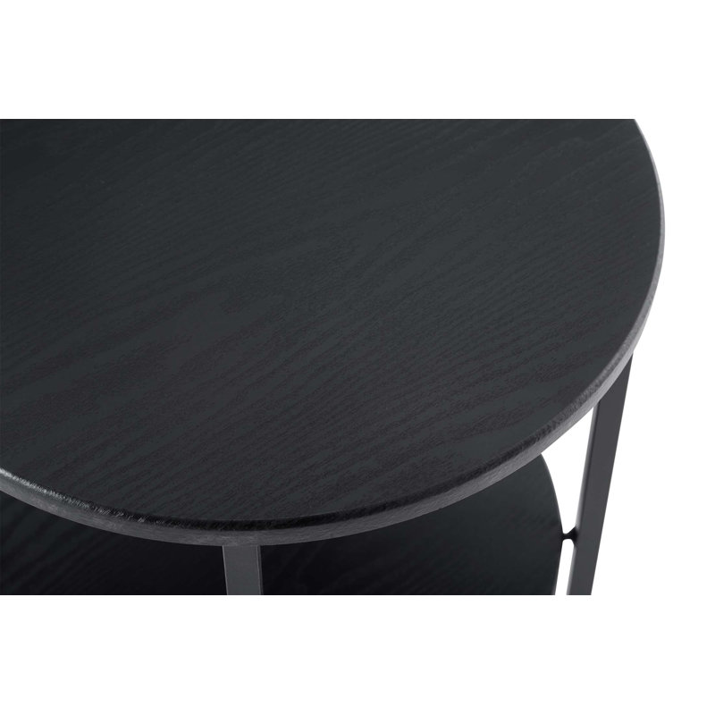 Table d'appoint ronde compacte avec 2 niveaux, décor campagnard pour petits espaces et utilisation polyvalente dans les chambres et les salons