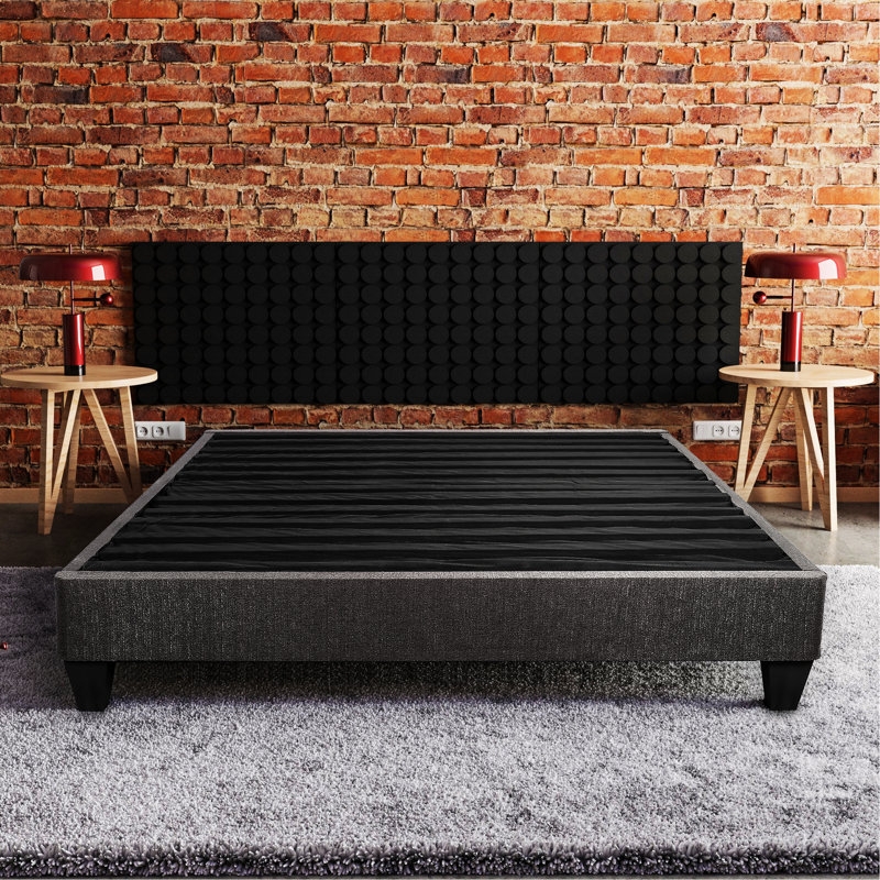 Gris foncé, grand lit, tapissier, lit, style contemporain, aucun sommier tapissier requis, peut être installé sur le sol