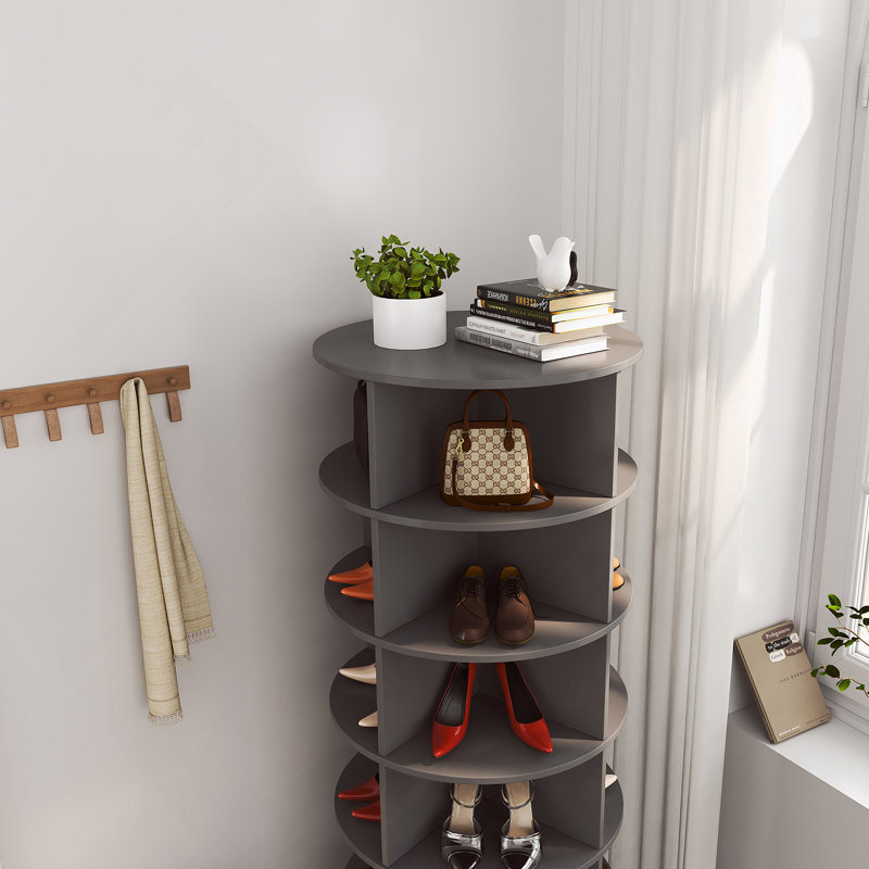 Armoire à chaussures grise 360 ° rotative 6 couches