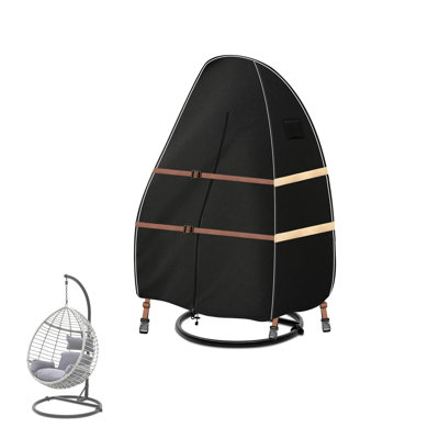 Outdoor Egg Chair Cover Waterproof – Single Seat Hanging Egg Chair Cover With Zipper ， 1200D Heavy Duty Covers For Patio Wicker Swing Chairs, 45"Lx38"Wx68"H