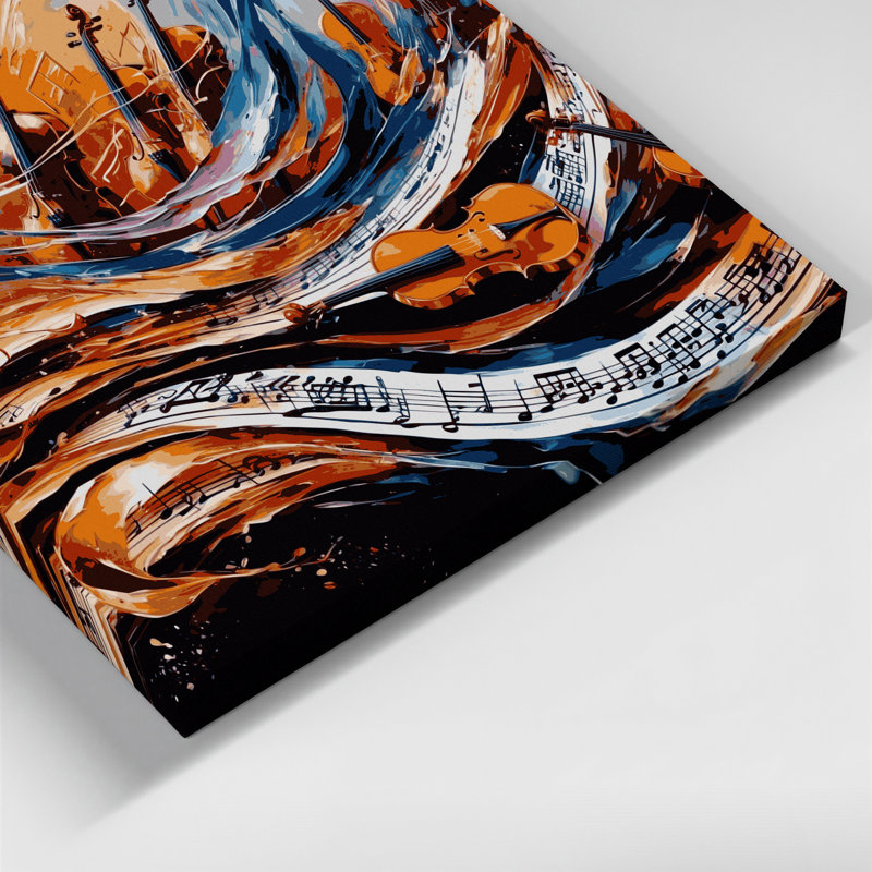 Art musical sur toile, chorale musicale et symphonie brune, H 24 po x l 36 po