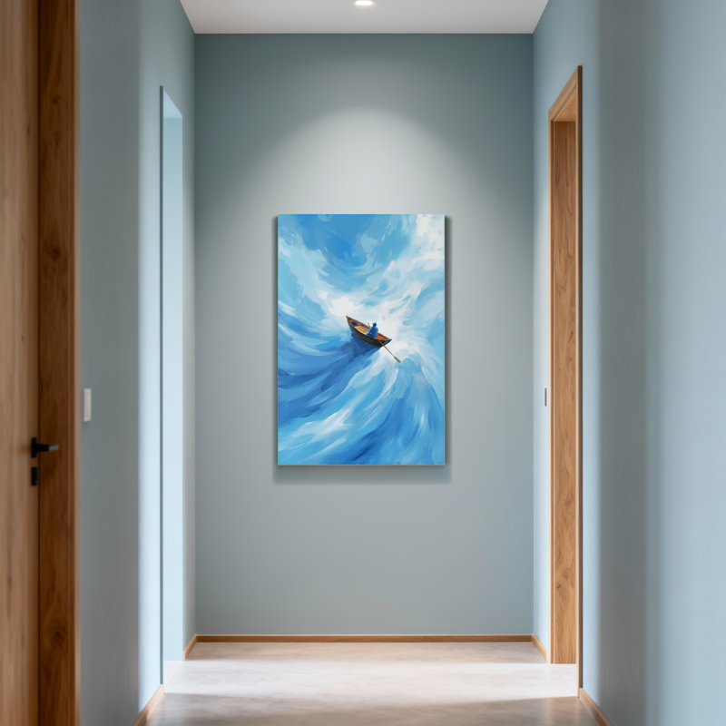 Art sur toile bleu, H 18 po x l 12 po