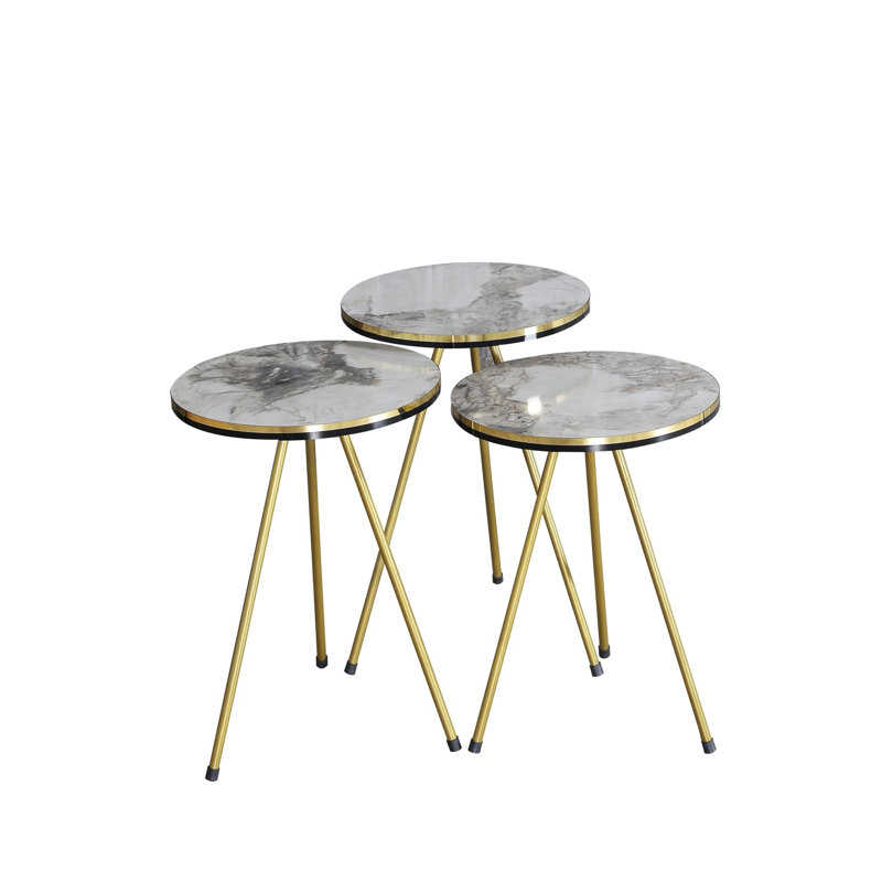 Alaia Living Room Table Set, White Marble