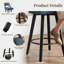 Tabouret de comptoir pivotant rembourré en lin avec structure en bois massif noir et repose-pieds-2126849179