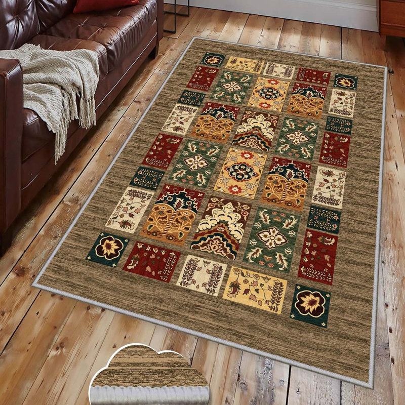 Tapis tissé de qualité supérieure (1,6 x 2,6 pieds), 100% polyester, d'une hauteur de poils de 0,3 po | Pois antibactérien antidérapant en PVC | Lavable à la machine, impression numérique 3D | Idéal pour le salon, la chambre à coucher et le vesti
