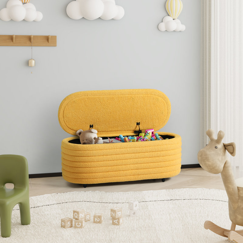 Bayville 42" Wide Sherpa Storage Bench, Gold, 18.1" H x 42.5" W x 17" D