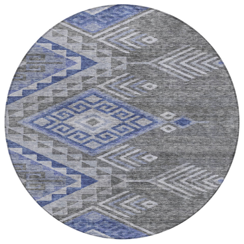 Harmony Pewter Washable Indoor-Outdoor Rug - , 8' x 8'