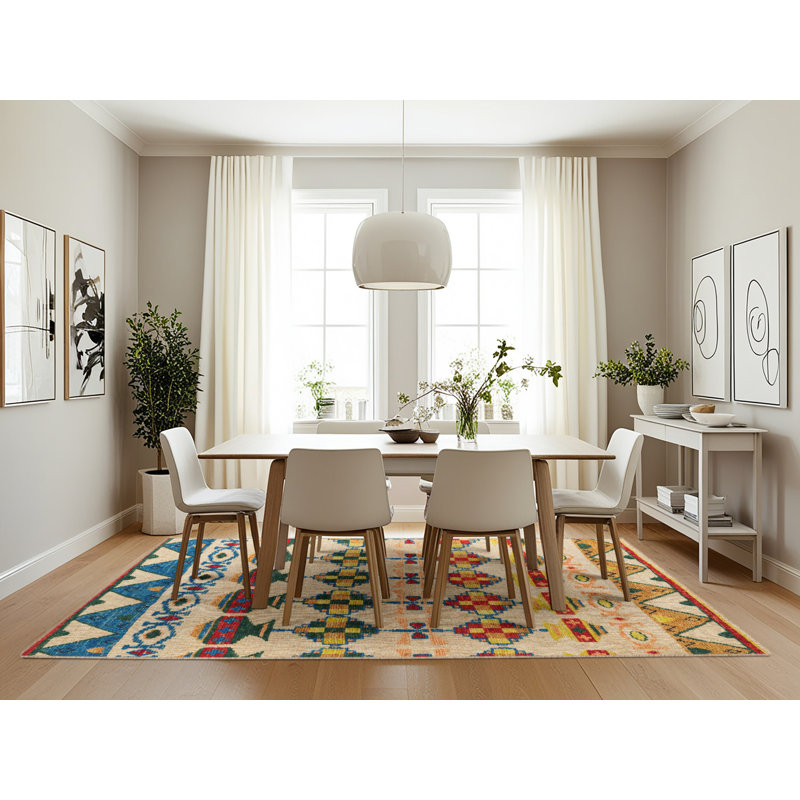 Tapis décoratif multicolore à motif abstrait, Rectangle 7 pi x 10 pi