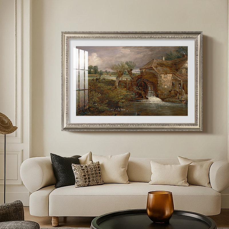 Parham Mill, Gillingham, 1826-John Constable-Custom Framed Canvas, Yes, Beaded Pewter Satin, 24X34
