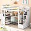 Lit mezzanine simple blanc avec bureau, tablettes et tablettes de stabilité fiables, matériaux de construction inclus-1691856100-1691856101