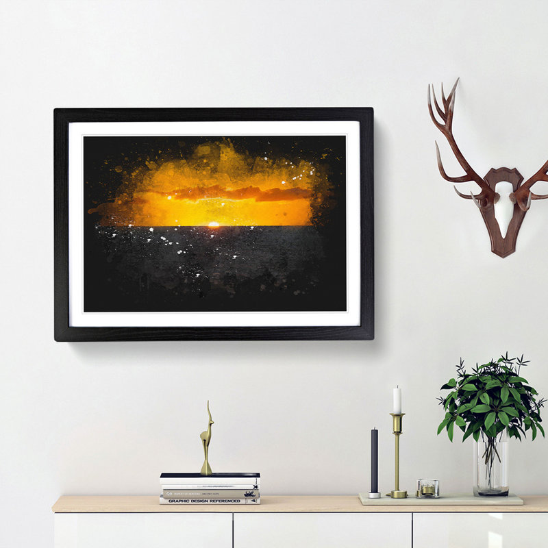 Goodbye To The Sun Paint Splash - Picture Frame Graphic Art, 45cm H x 63cm W x 2cm D, Black Framed