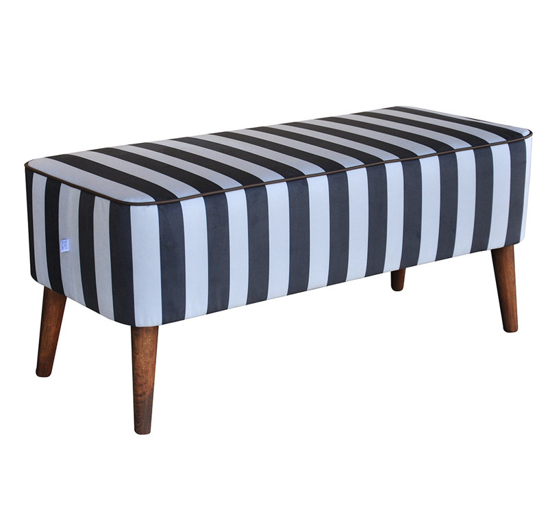 Mr.M Polyester Blend Upholstered Bench, Graphite, Grey