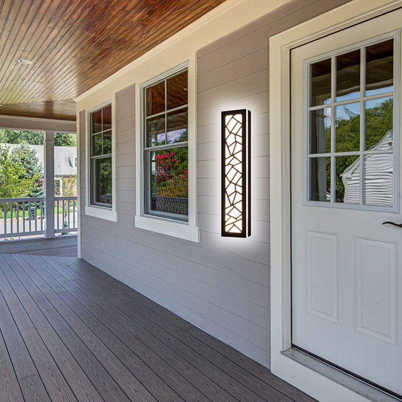 Outdoor Wall Lights 24Inch Modern Outdoor Wall Sconce LED Long Wall Sconces Black Front Porch Light Waterproof Led Wall Light 3000K, 3500K, 4500K, 5000K, 6000K Exterior Lighting Fixtures