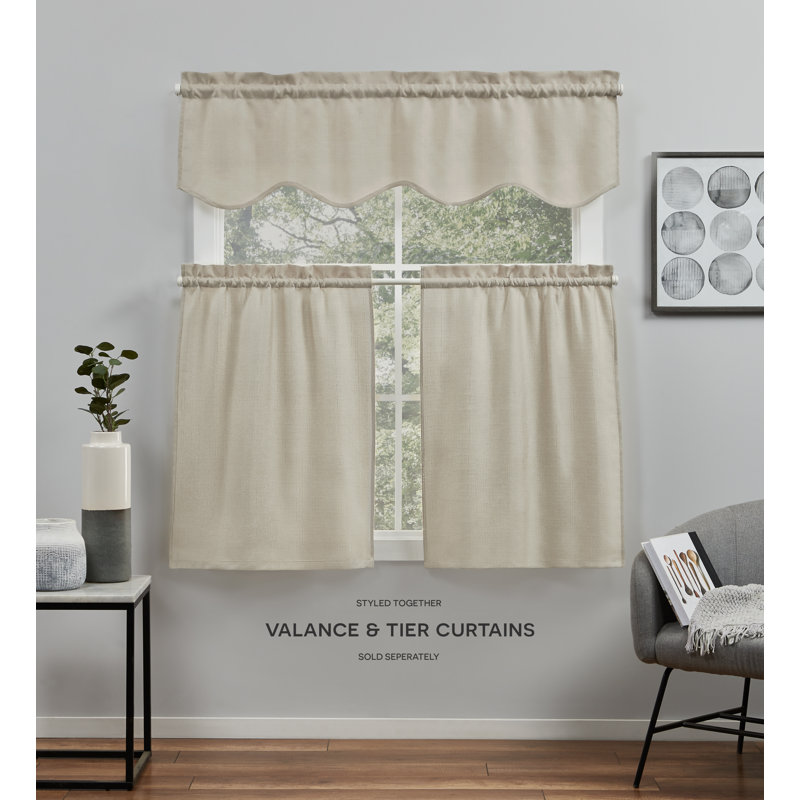 Natural Linen Light Filtering Rod Pocket Scalloped Valance